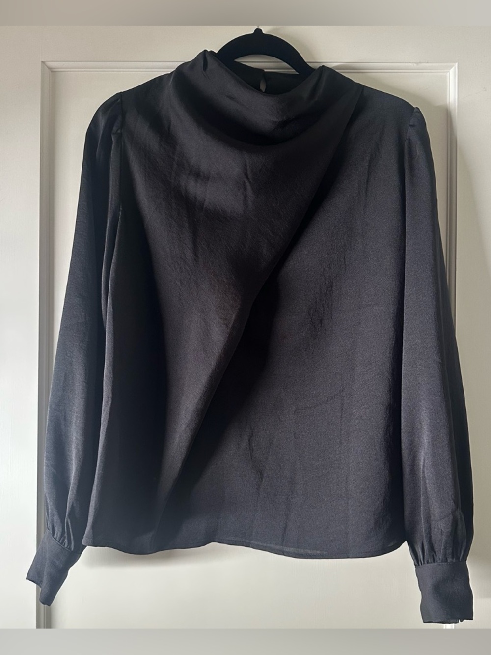 Express Black Long Sleeve Draped Blouse
